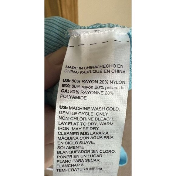 Chico’s Light Blue elbow sleeve slub knit Size 3 - Picture 7 of 7